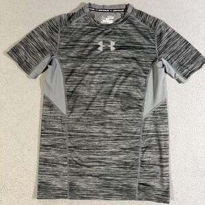 Under Armour‎ Youth Boys Fitted HeatGear Gray Training T-Shirt Size YXL